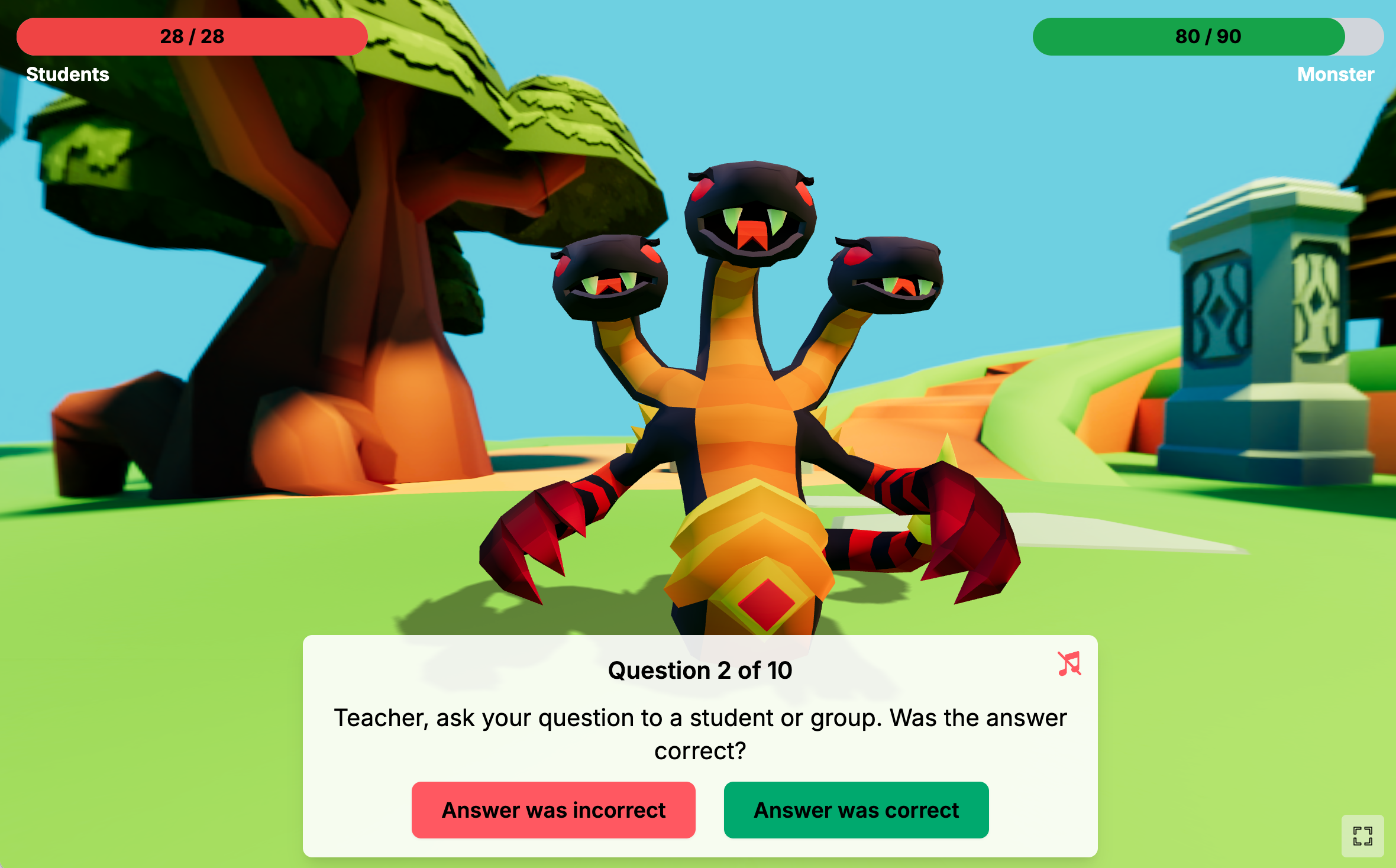 Екран за игра Битка с чудовища